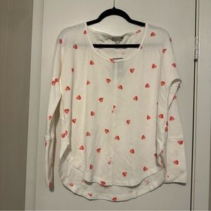 NWT Lucky Brand white thermal top with hearts size S